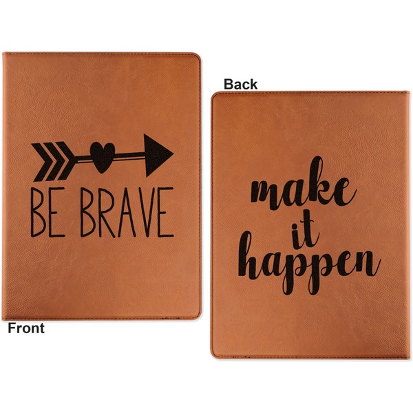 Inspirational Quotes Cognac Leatherette Portfolios with Notepad - Small - Double Sided- Apvl