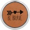 Inspirational Quotes Cognac Leatherette Round Coasters w/ Silver Edge - Single