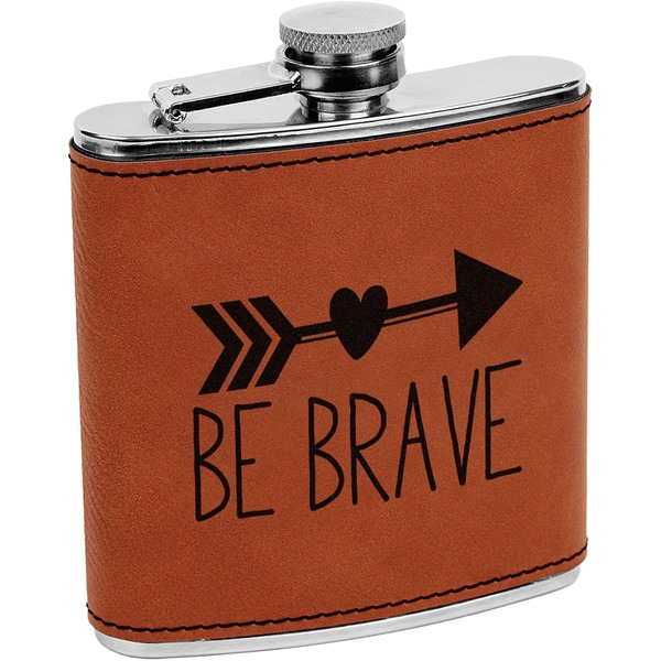 Custom Inspirational Quotes Leatherette Wrapped Stainless Steel Flask