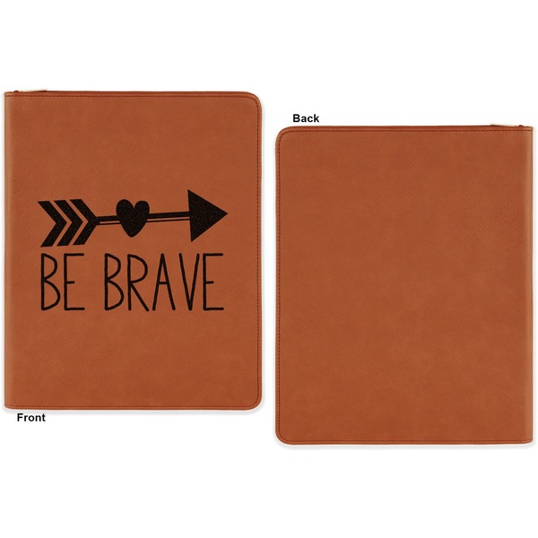 Inspirational Quotes Cognac Leatherette Zipper Portfolios with Notepad - Single Sided - Apvl