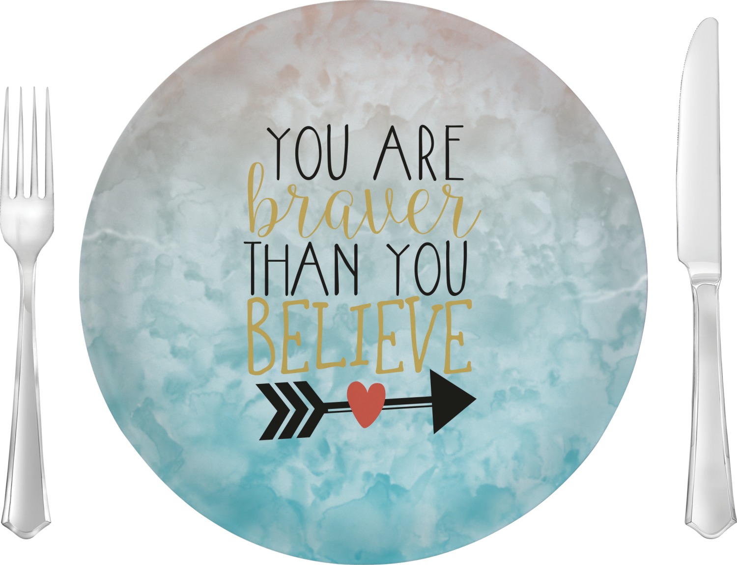 Custom Inspirational Quotes 10" Glass Lunch / Dinner Plates Single or