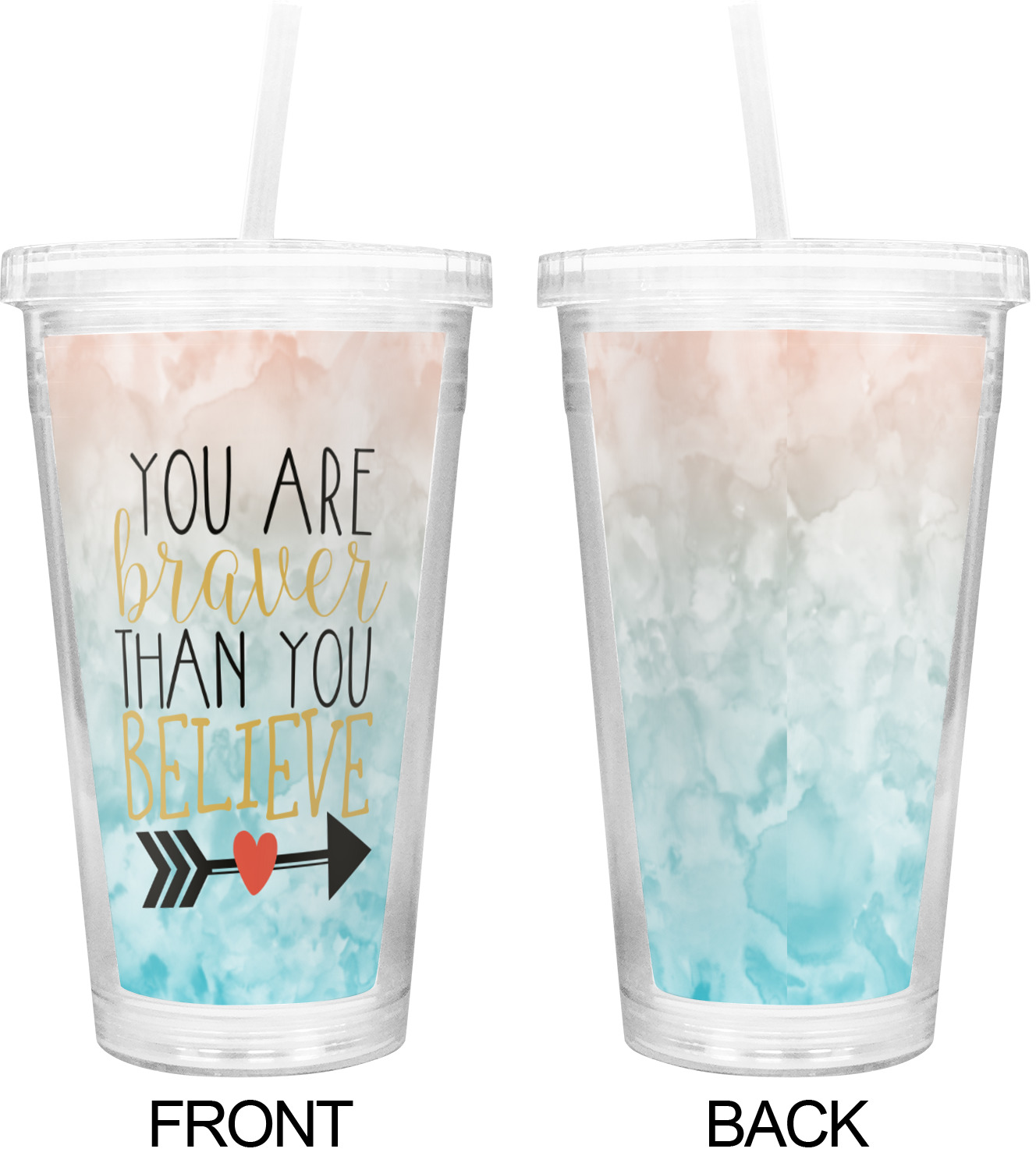 Inspirational Quotes Double Wall Tumbler with Straw YouCustomizeIt
