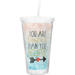 Inspirational Quotes Double Wall Tumbler with Straw