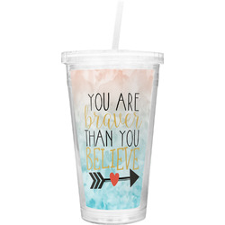 Inspirational Quotes Double Wall Tumbler with Straw
