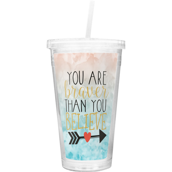Custom Inspirational Quotes Double Wall Tumbler with Straw