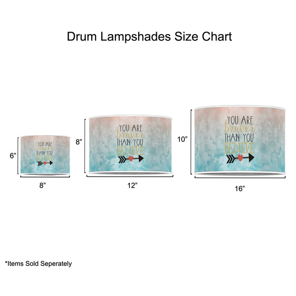 Inspirational Quotes Drum Lampshades - Sizing Chart