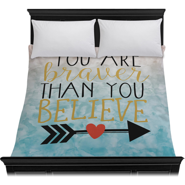 Inspirational Quotes Duvet Cover - Queen - On Bed - No Prop