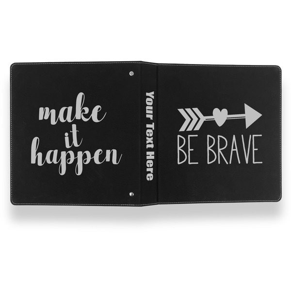 Inspirational Quotes Leather Binder - 1" - Black- Back Spine Front View