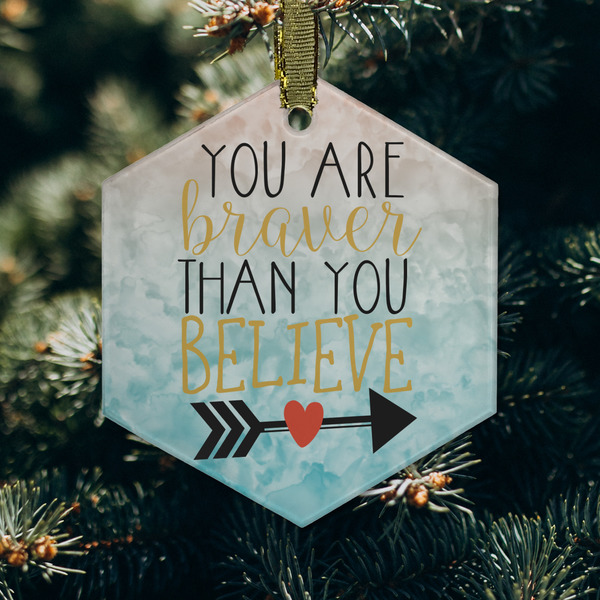 Inspirational Quotes Frosted Glass Ornament - Hexagon (Lifestyle)