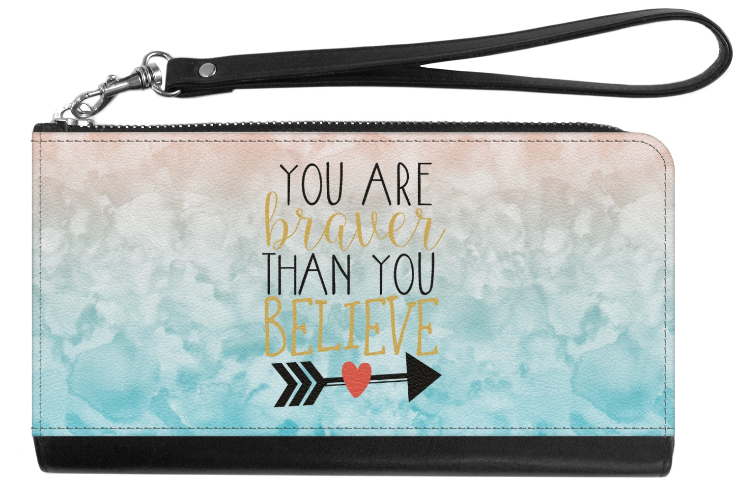 Inspirational Quotes Genuine Leather Smartphone Wrist Wallet