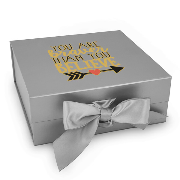 Custom Inspirational Quotes Gift Box with Magnetic Lid - Silver