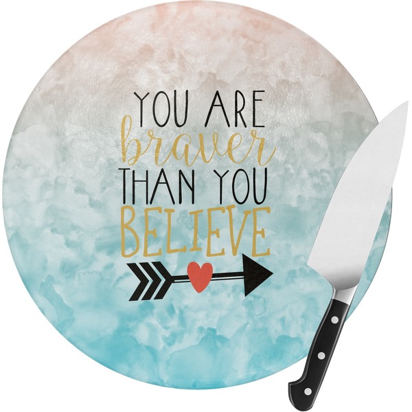 Custom Inspirational Quotes Round Glass Cutting Board