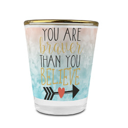 Inspirational Quotes Glass Shot Glass - 1.5 oz - with Gold Rim - Single