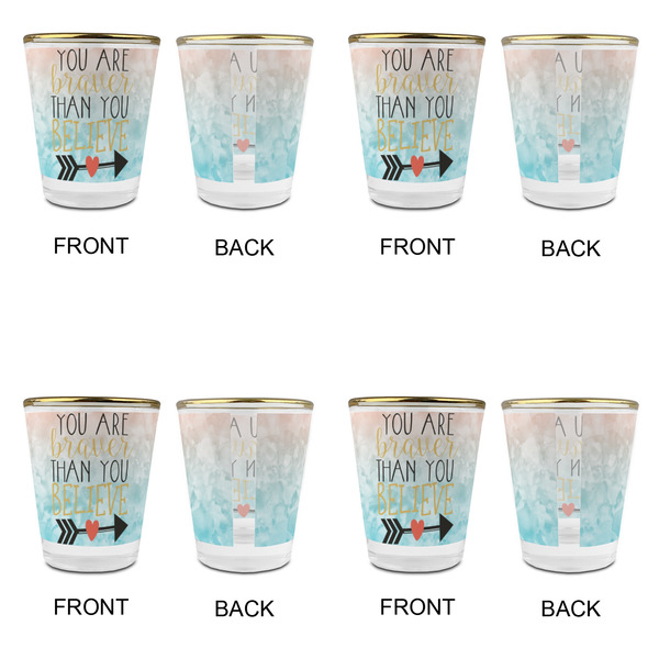 Inspirational Quotes Glass Shot Glass - with gold rim - Set of 4 - APPROVAL