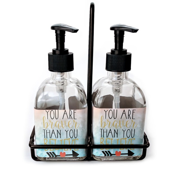 Custom Inspirational Quotes Glass Soap & Lotion Bottle Set