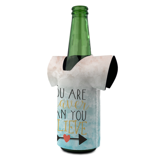 Inspirational Quotes Jersey Bottle Cooler - ANGLE (on bottle)