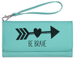 Inspirational Quotes Ladies Leatherette Wallet - Laser Engraved- Teal
