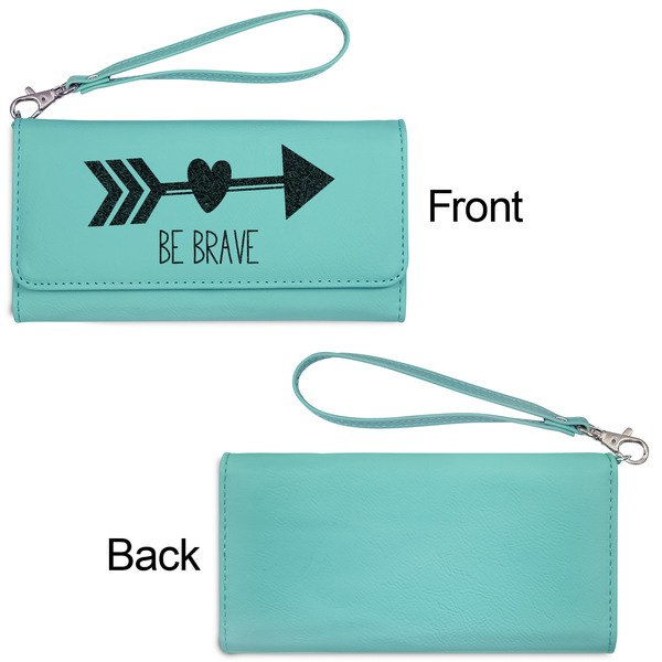 Inspirational Quotes Ladies Wallets - Faux Leather - Teal - Front & Back View