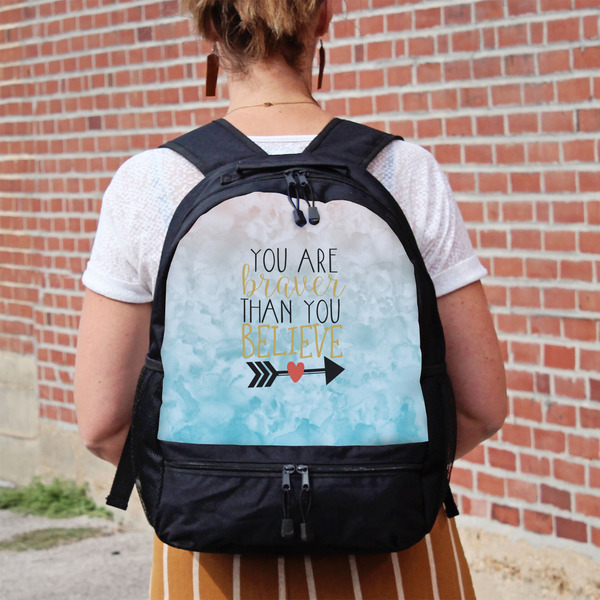 Inspirational Quotes Large Backpack - Black - On Back
