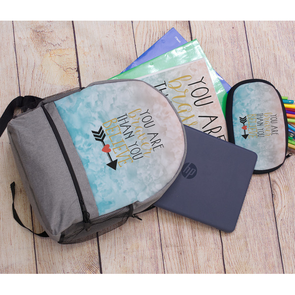 Inspirational Quotes Large Backpack - Gray - With Stuff