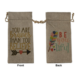 Inspirational Quotes Large Burlap Gift Bag - Front & Back