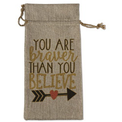 Inspirational Quotes Large Burlap Gift Bag - Front