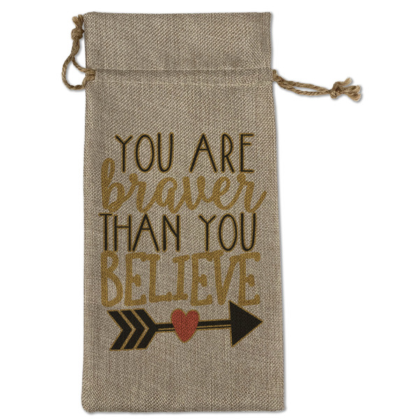 Custom Inspirational Quotes Large Burlap Gift Bag - Front