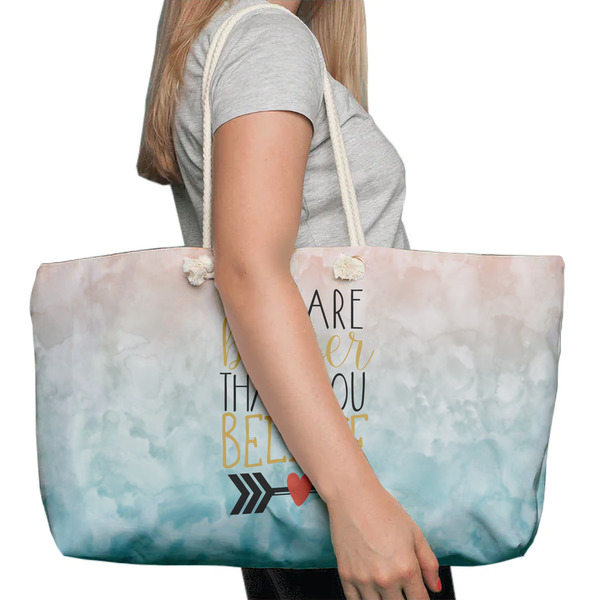 Inspirational Quotes Large Rope Tote Bag - In Context View