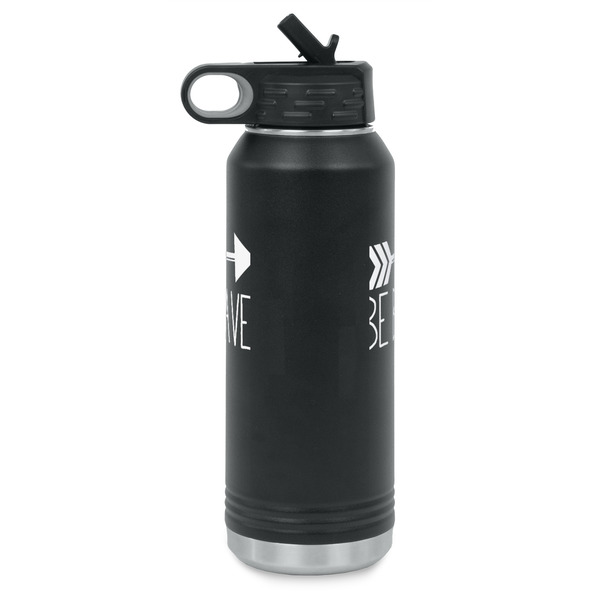Inspirational Quotes Laser Engraved Water Bottles - Front & Back Engraving - Side View