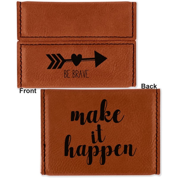 Inspirational Quotes Leather Business Card Holder - Front Back