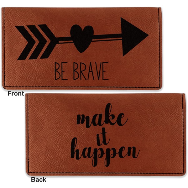 Inspirational Quotes Leather Checkbook Holder Front and Back
