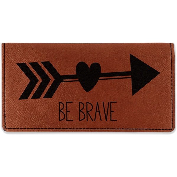 Custom Inspirational Quotes Leatherette Checkbook Holder - Double Sided