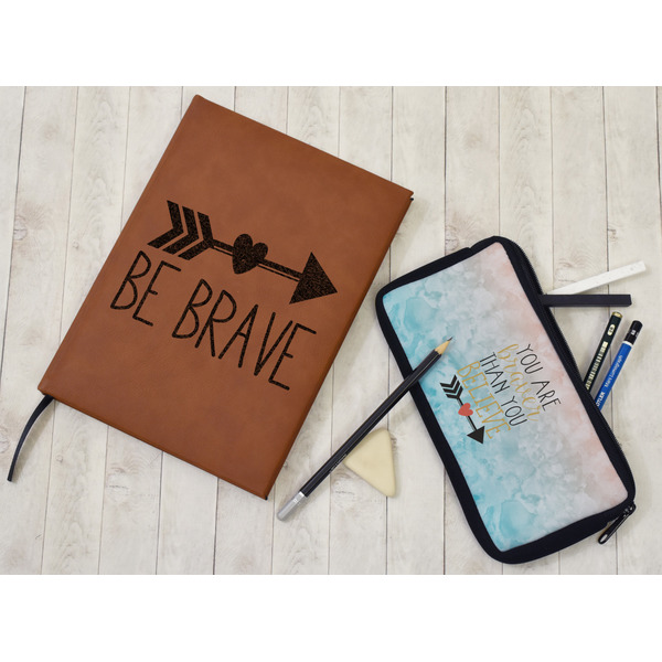 Inspirational Quotes Leather Sketchbook - Large - Single Sided - In Context
