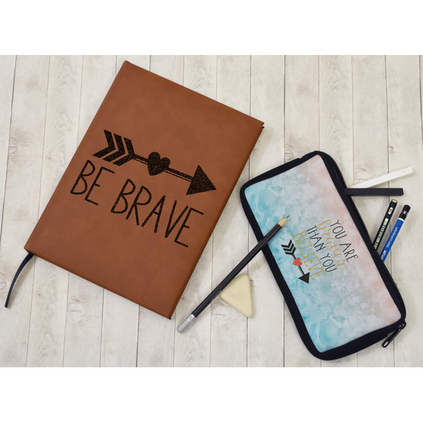 Inspirational Quotes Leather Sketchbook - Small - Single Sided - In Context