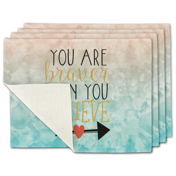 Custom Inspirational Quotes Single-Sided Linen Placemat - Set of 4