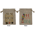 Inspirational Quotes Medium Burlap Gift Bag - Front & Back