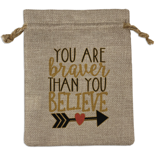 Custom Inspirational Quotes Medium Burlap Gift Bag - Front
