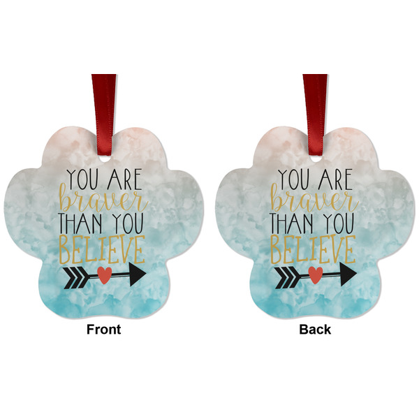 Inspirational Quotes Metal Paw Ornament - Front and Back