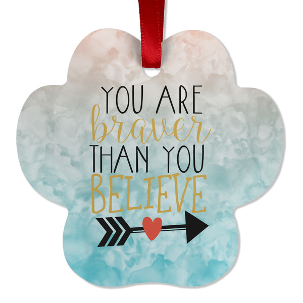 Custom Inspirational Quotes Metal Paw Ornament - Double Sided