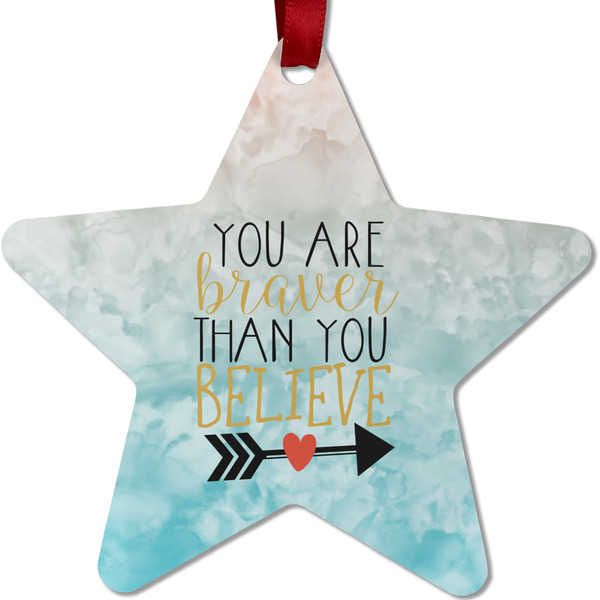 Custom Inspirational Quotes Metal Star Ornament - Double Sided