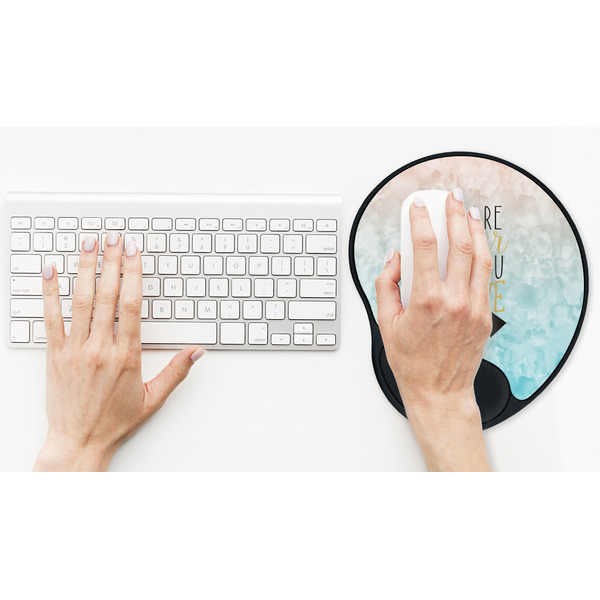 Inspirational Quotes Mouse Pad with Wrist Rest - LIFESYTLE 2 (in use)