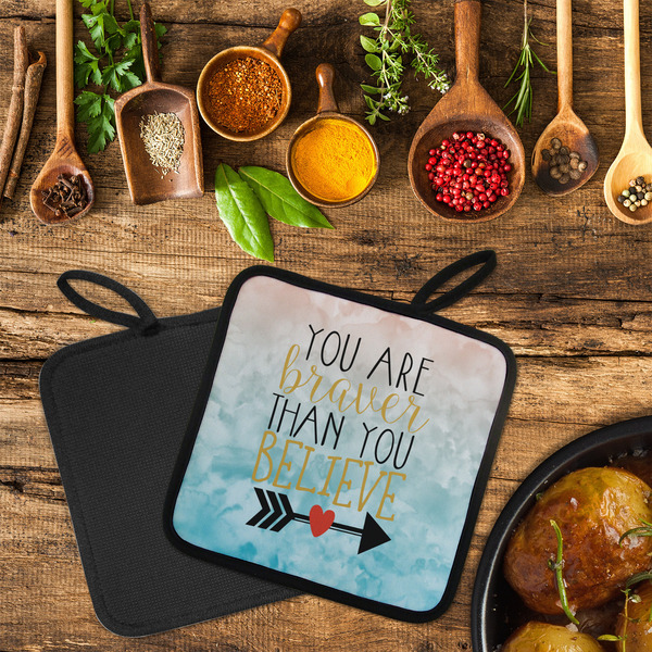 Inspirational Quotes Neoprene Pot Holder - Set of 2  LIFESTYLE (Flatlay)