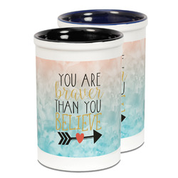 Inspirational Quotes Ceramic Pencil Holder - Large