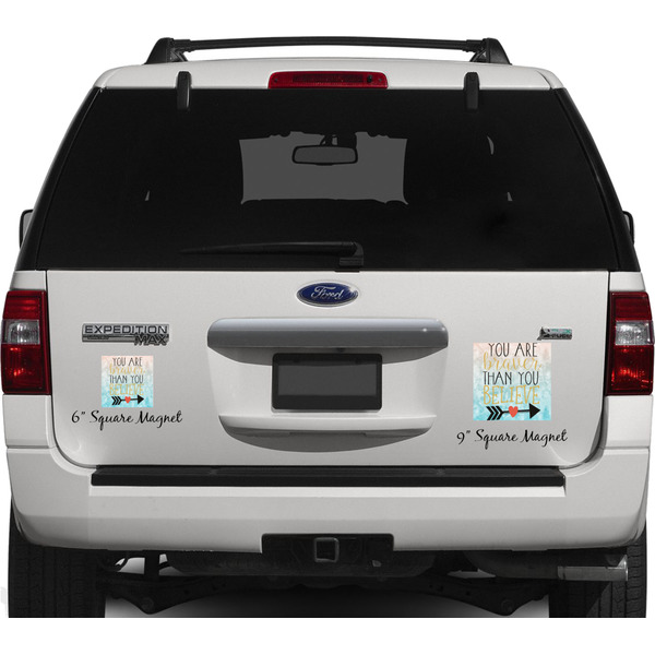 Inspirational Quotes Personalized Square Car Magnets on Ford Explorer