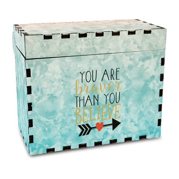 Custom Inspirational Quotes Wood Recipe Box - Full Color Print