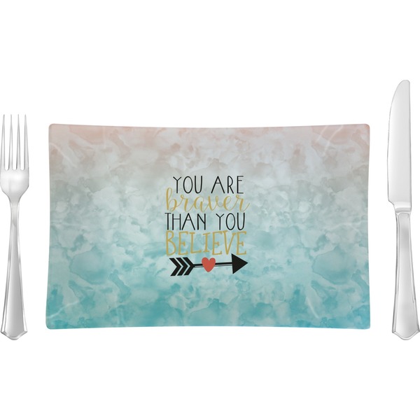 Custom Inspirational Quotes Rectangular Glass Lunch / Dinner Plate - Single or Set
