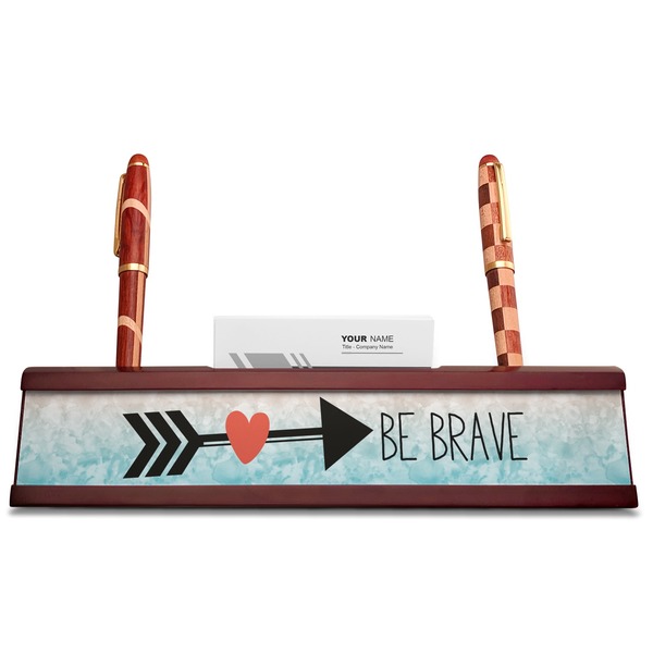 Inspirational Quotes Red Mahogany Nameplates with Business Card Holder - Straight