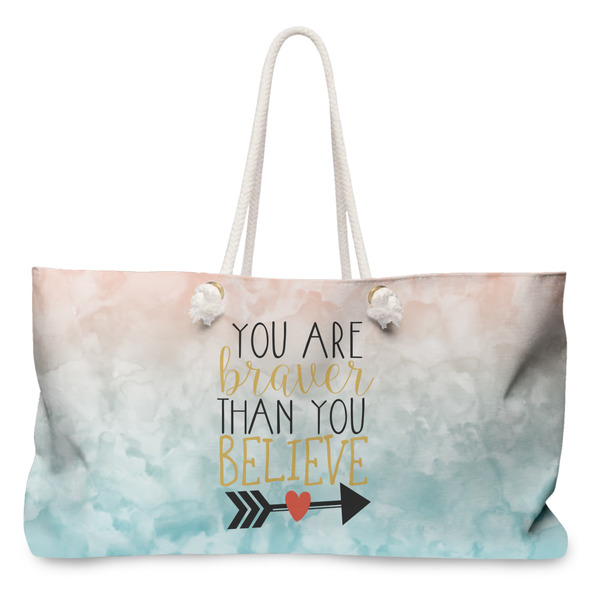 Custom Inspirational Quotes Large Tote Bag with Rope Handles