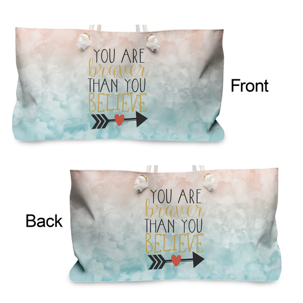 Inspirational Quotes Large Rope Tote - From & Back View