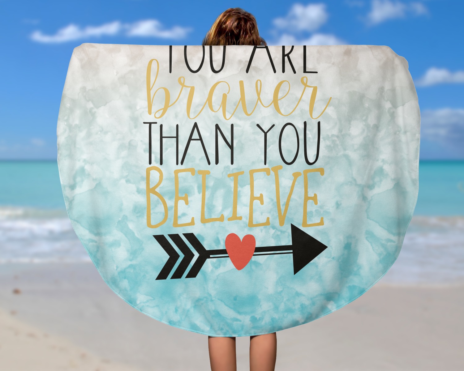 Custom Inspirational Quotes Round Beach Towel YouCustomizeIt